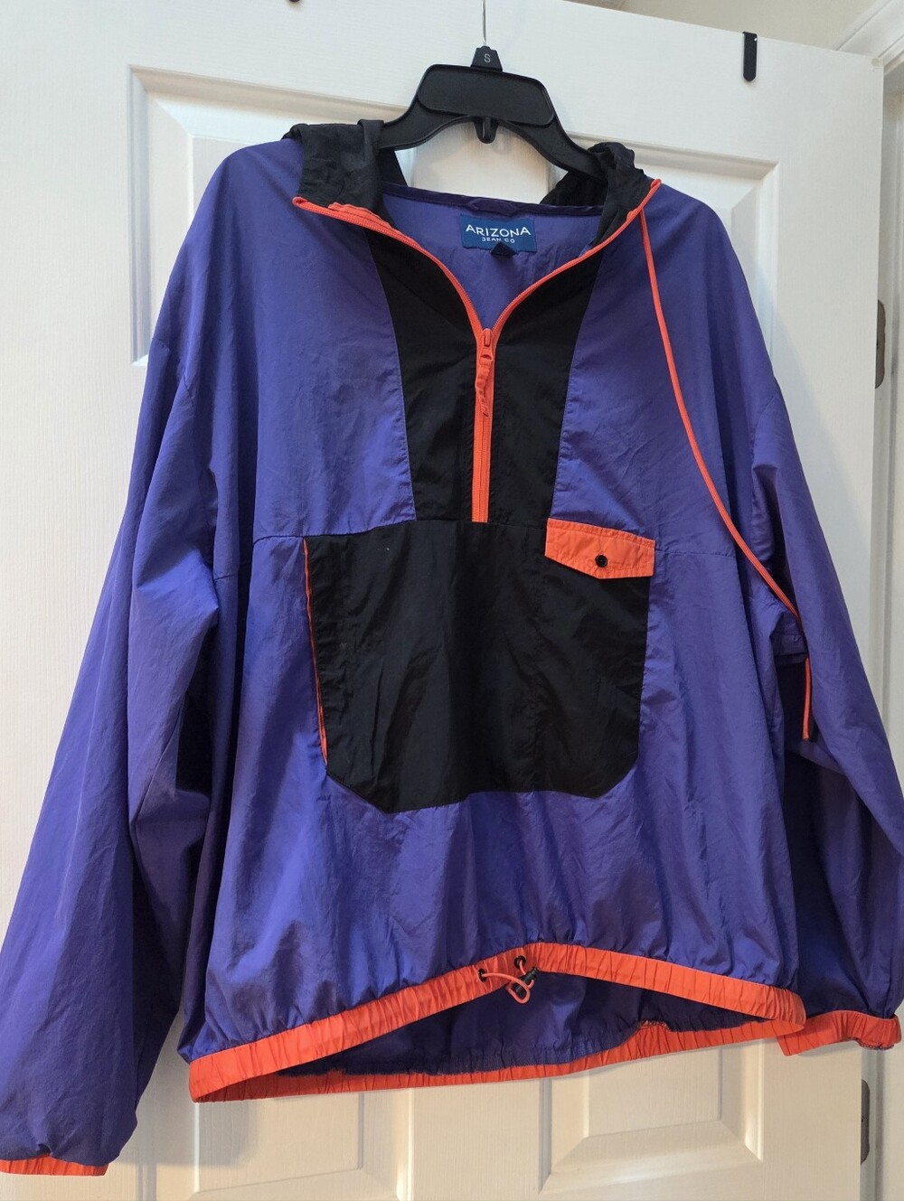 Arizona Jean Company Purple and Black Half-Zip Utility Windbreaker Jacket